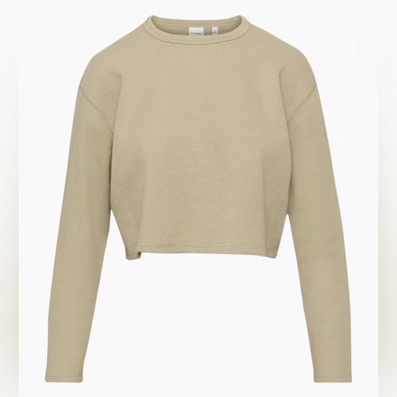 Aritzia Sunday Best Baby Waffle Long sleeve Thermal Top S Fluent Taupe Size S - Picture 2 of 12